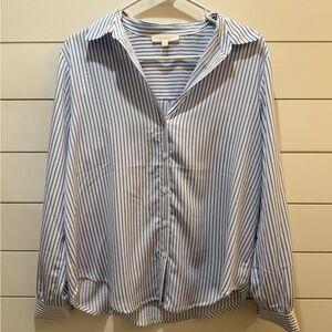 Fun 2 Fun Blue and White Striped Button-Up Shirt